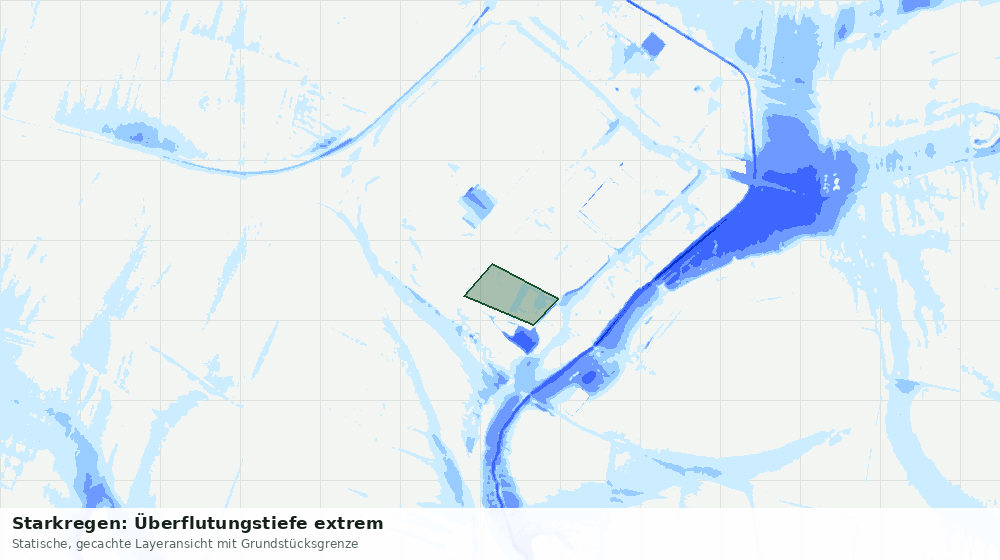 Statische Kartenansicht: Starkregen: Überflutungstiefe extrem