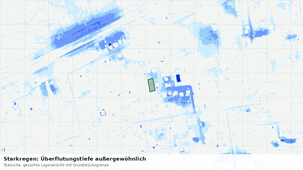 Statische Kartenansicht: Starkregen: Überflutungstiefe außergewöhnlich