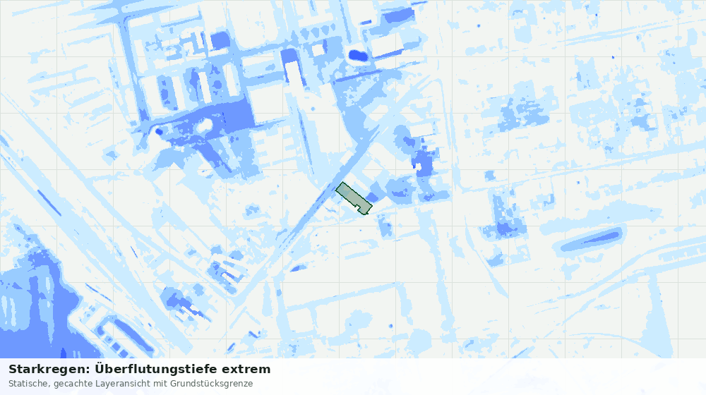 Statische Kartenansicht: Starkregen: Überflutungstiefe extrem