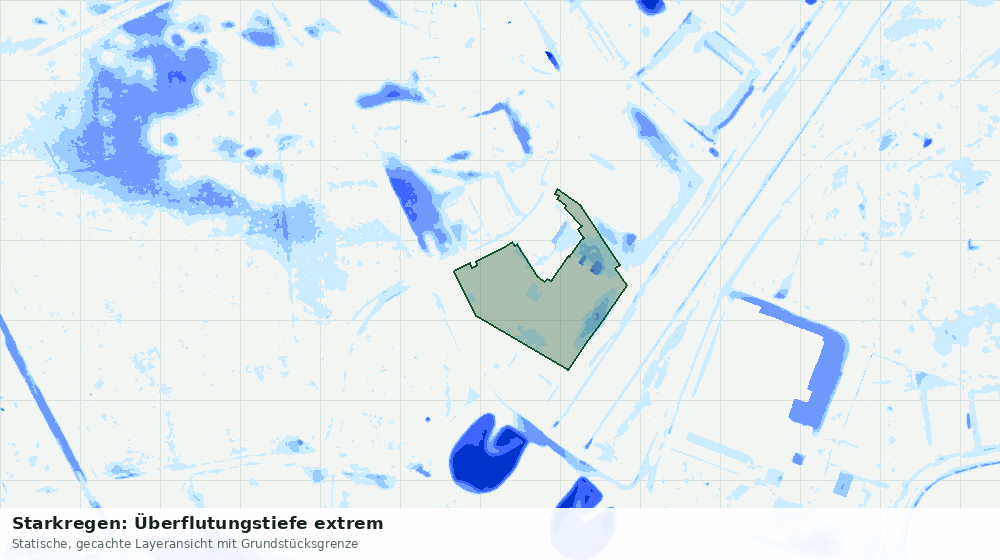 Statische Kartenansicht: Starkregen: Überflutungstiefe extrem