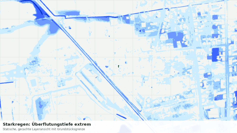 Statische Kartenansicht: Starkregen: Überflutungstiefe extrem