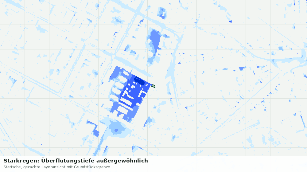 Statische Kartenansicht: Starkregen: Überflutungstiefe außergewöhnlich