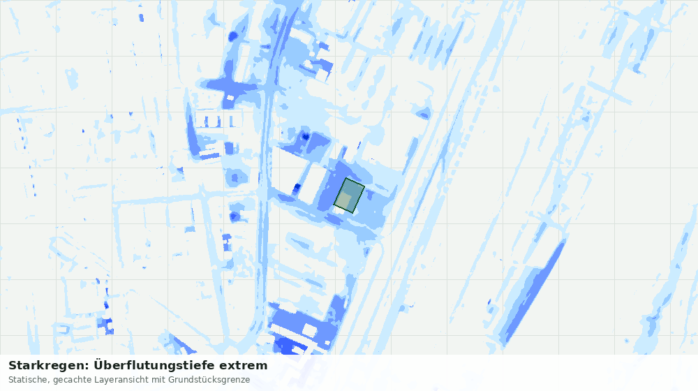 Statische Kartenansicht: Starkregen: Überflutungstiefe extrem