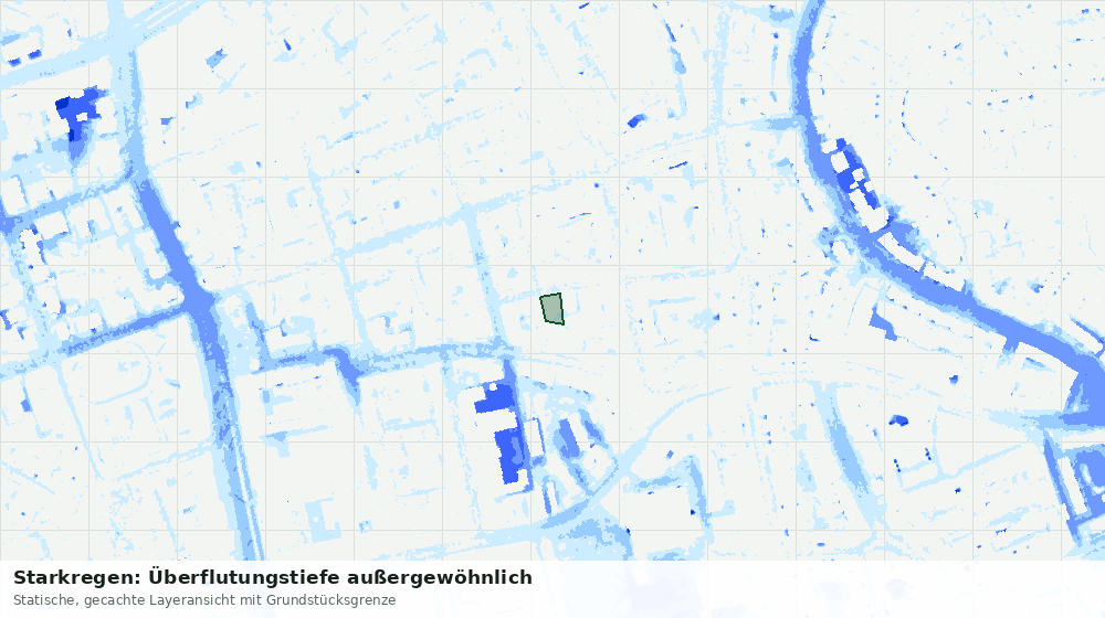 Statische Kartenansicht: Starkregen: Überflutungstiefe außergewöhnlich