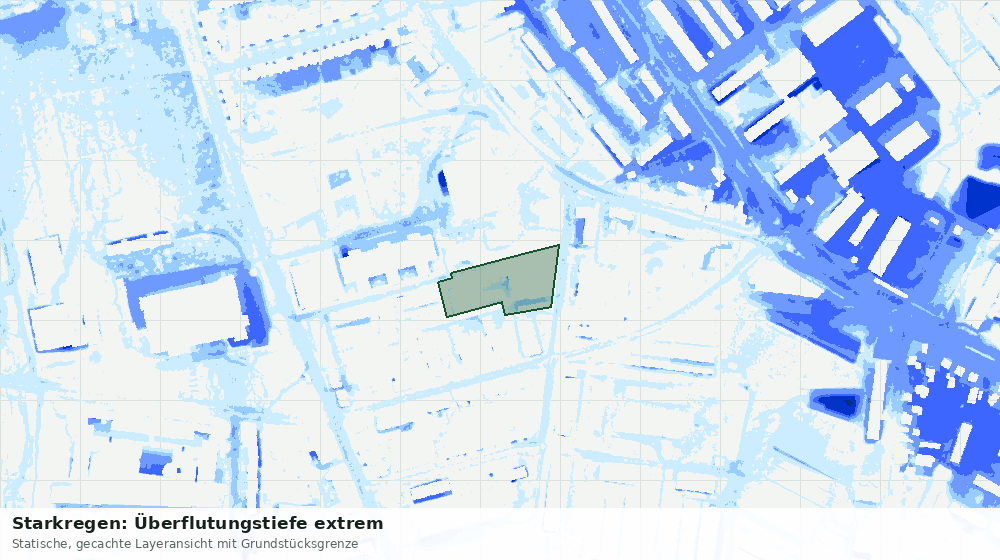 Statische Kartenansicht: Starkregen: Überflutungstiefe extrem