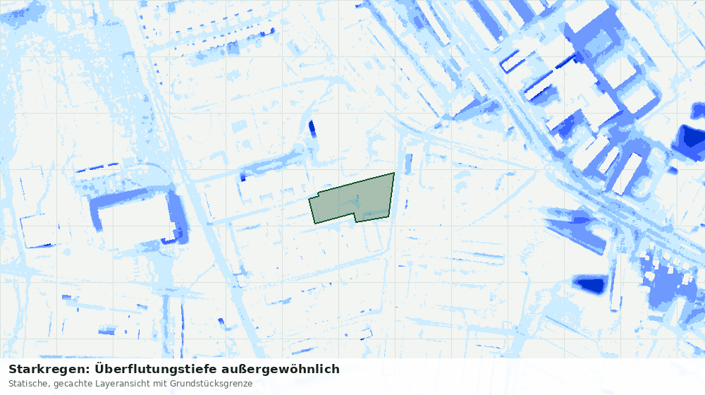 Statische Kartenansicht: Starkregen: Überflutungstiefe außergewöhnlich