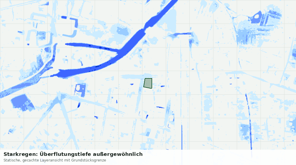 Statische Kartenansicht: Starkregen: Überflutungstiefe außergewöhnlich