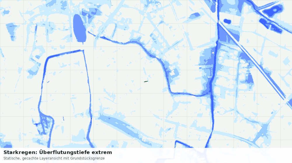 Statische Kartenansicht: Starkregen: Überflutungstiefe extrem