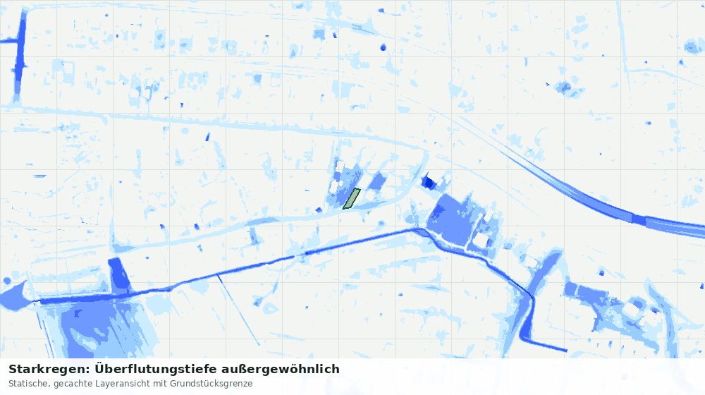Statische Kartenansicht: Starkregen: Überflutungstiefe außergewöhnlich