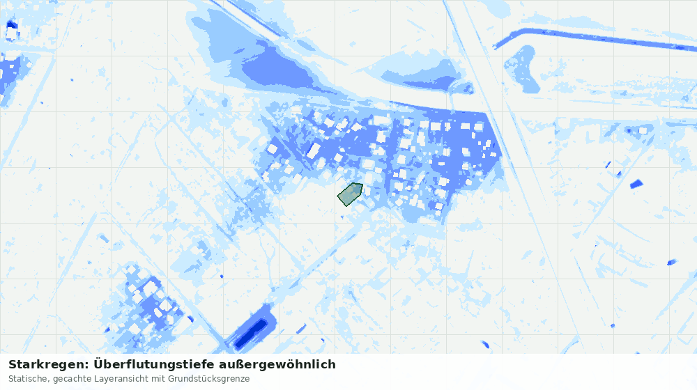 Statische Kartenansicht: Starkregen: Überflutungstiefe außergewöhnlich