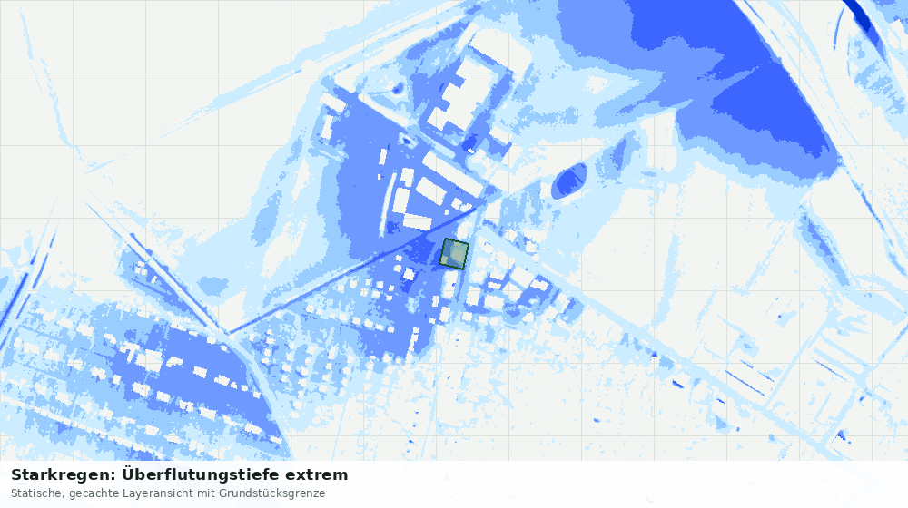 Statische Kartenansicht: Starkregen: Überflutungstiefe extrem