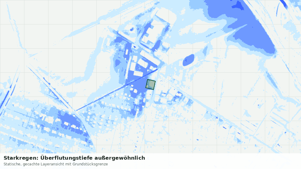 Statische Kartenansicht: Starkregen: Überflutungstiefe außergewöhnlich