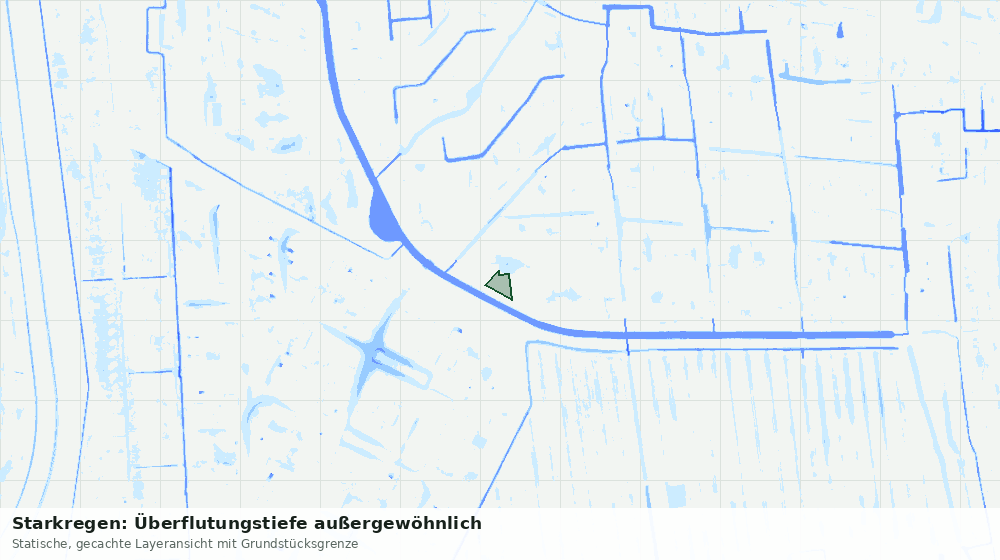 Statische Kartenansicht: Starkregen: Überflutungstiefe außergewöhnlich