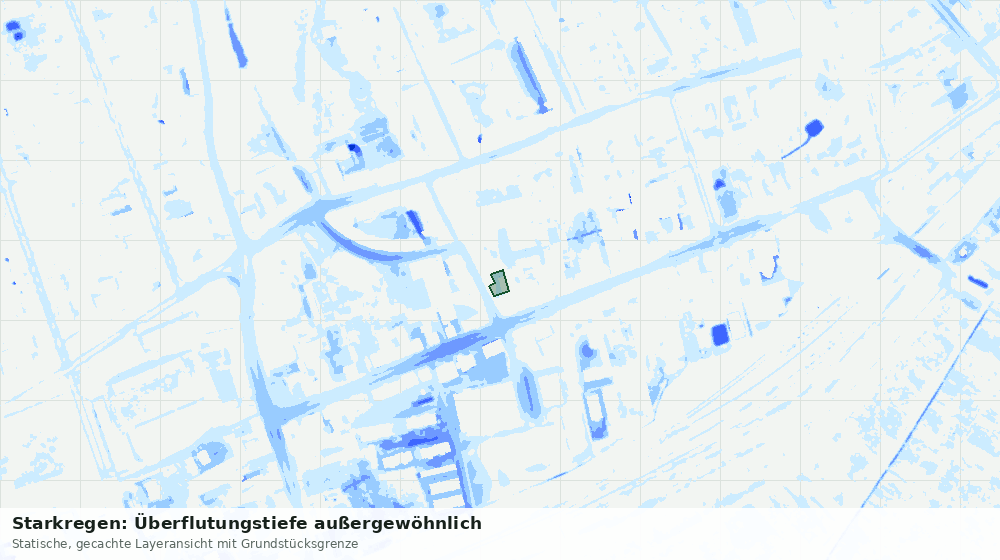 Statische Kartenansicht: Starkregen: Überflutungstiefe außergewöhnlich