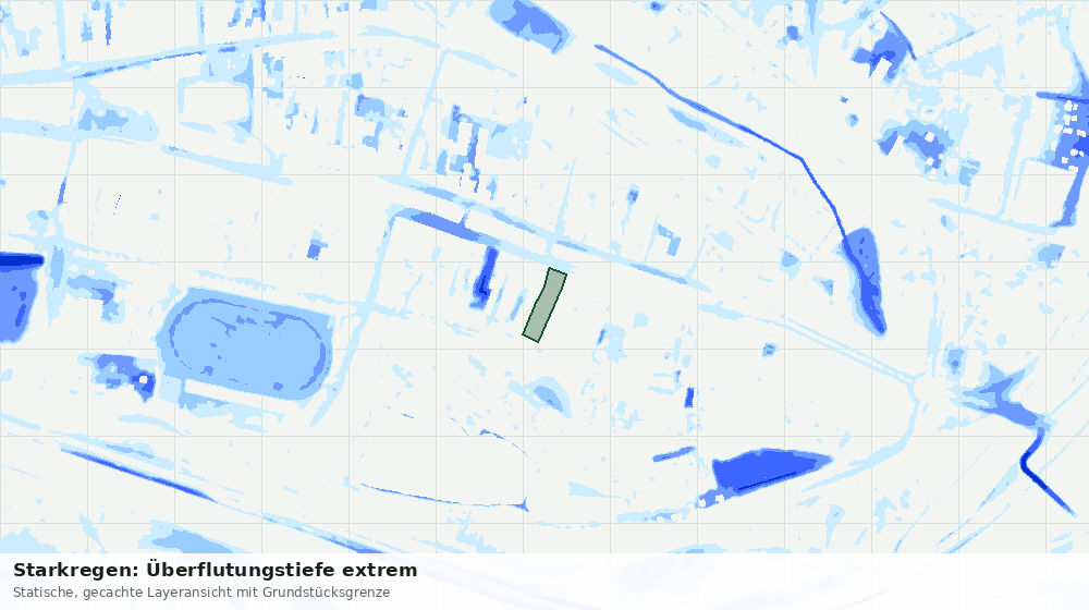 Statische Kartenansicht: Starkregen: Überflutungstiefe extrem