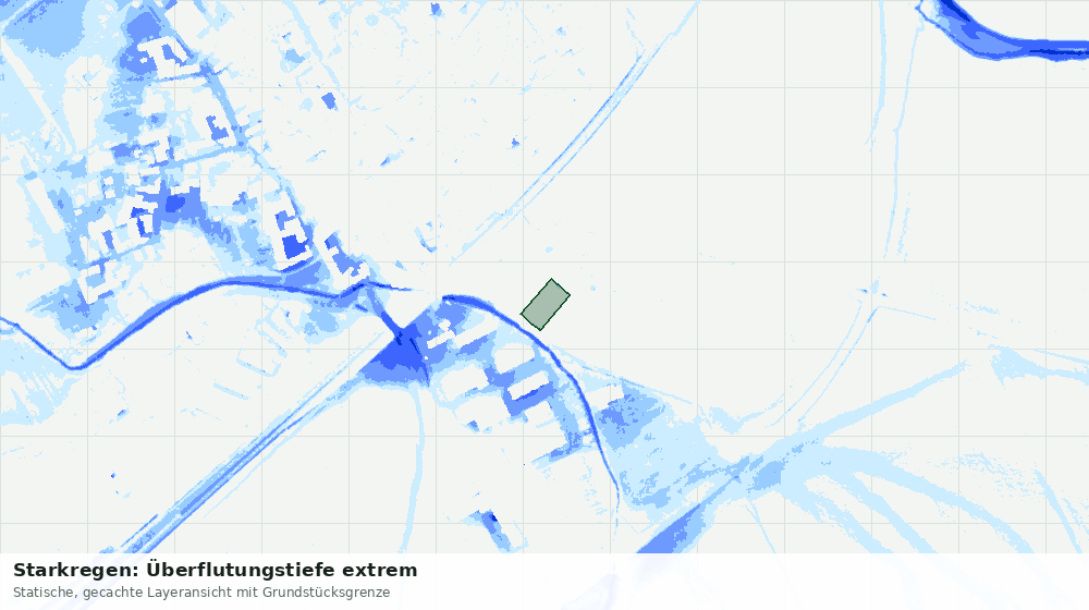 Statische Kartenansicht: Starkregen: Überflutungstiefe extrem