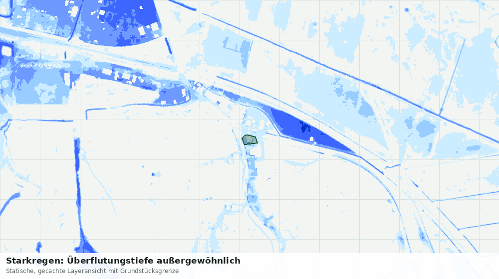 Statische Kartenansicht: Starkregen: Überflutungstiefe außergewöhnlich