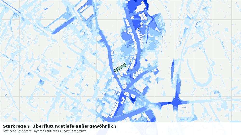 Statische Kartenansicht: Starkregen: Überflutungstiefe außergewöhnlich