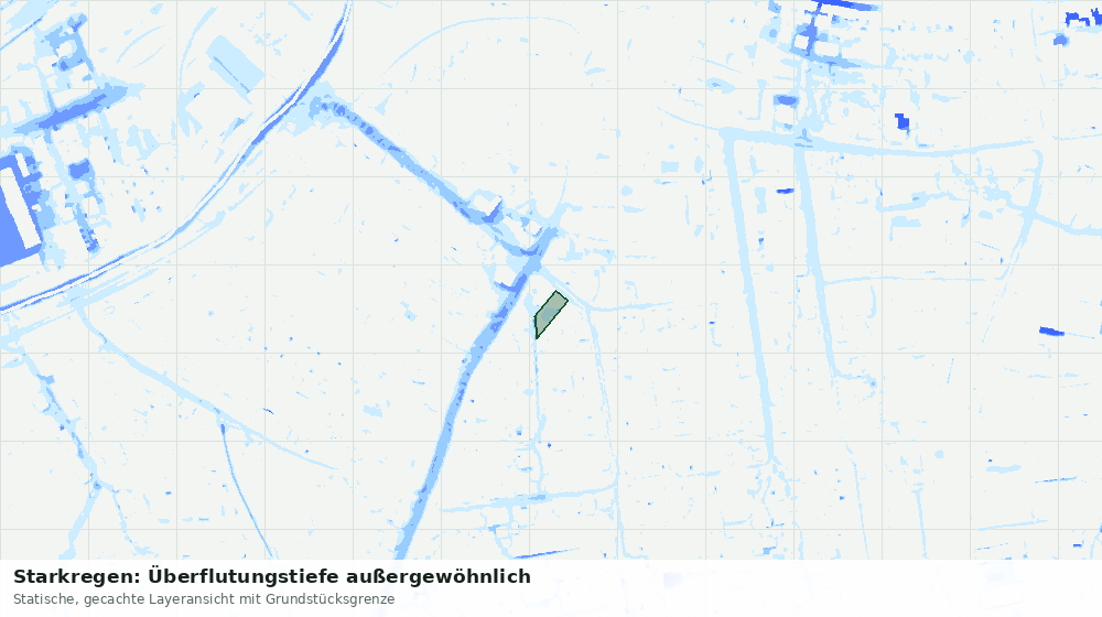 Statische Kartenansicht: Starkregen: Überflutungstiefe außergewöhnlich