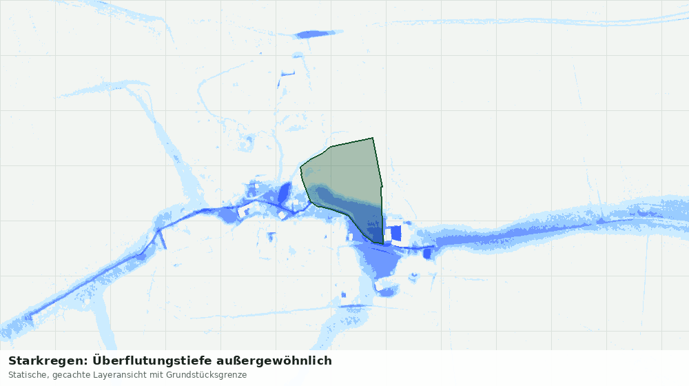 Statische Kartenansicht: Starkregen: Überflutungstiefe außergewöhnlich