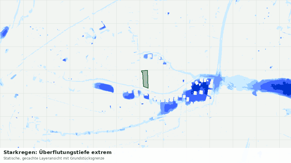 Statische Kartenansicht: Starkregen: Überflutungstiefe extrem