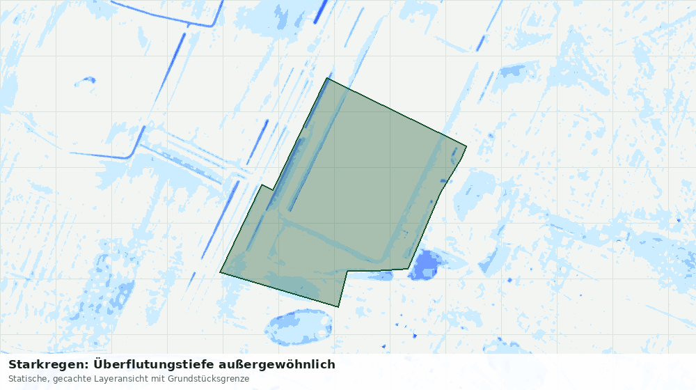 Statische Kartenansicht: Starkregen: Überflutungstiefe außergewöhnlich