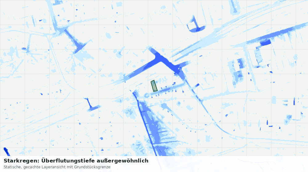 Statische Kartenansicht: Starkregen: Überflutungstiefe außergewöhnlich
