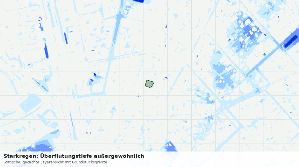 Statische Kartenansicht: Starkregen: Überflutungstiefe außergewöhnlich