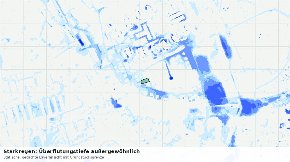 Statische Kartenansicht: Starkregen: Überflutungstiefe außergewöhnlich