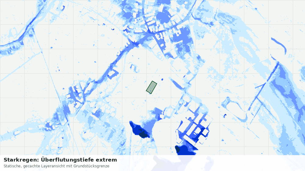 Statische Kartenansicht: Starkregen: Überflutungstiefe extrem
