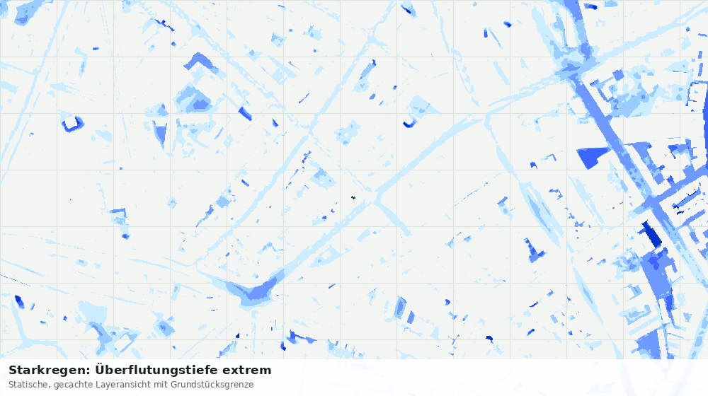 Statische Kartenansicht: Starkregen: Überflutungstiefe extrem