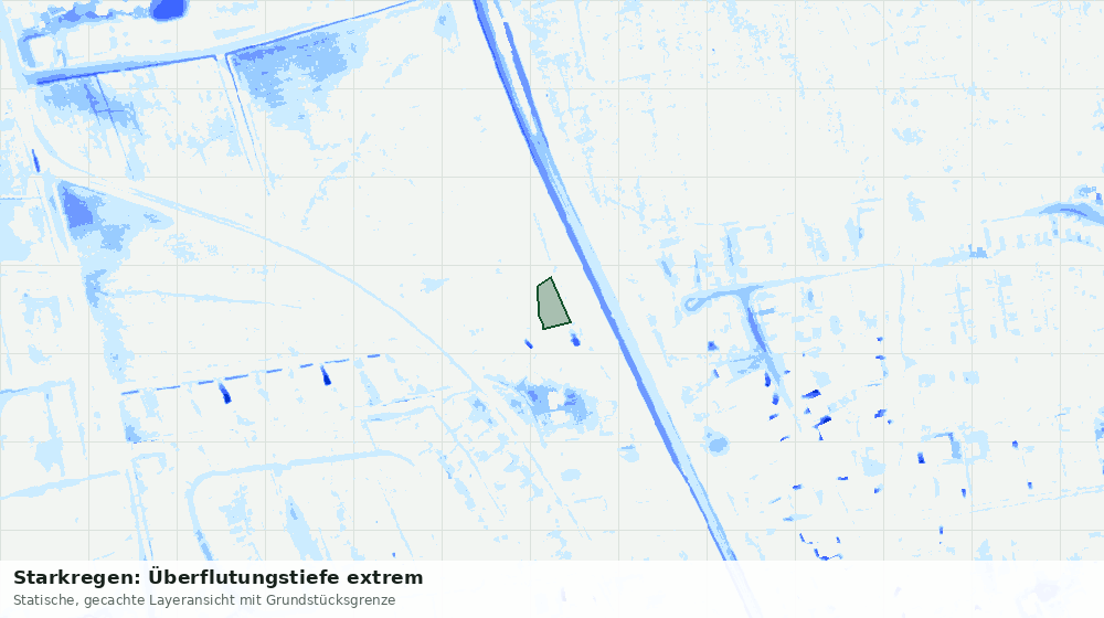 Statische Kartenansicht: Starkregen: Überflutungstiefe extrem
