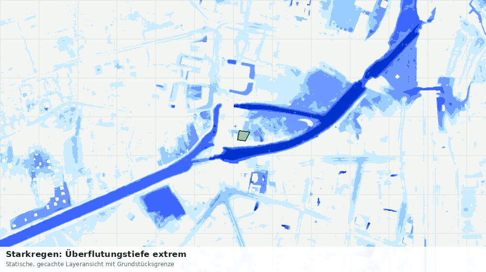 Statische Kartenansicht: Starkregen: Überflutungstiefe extrem