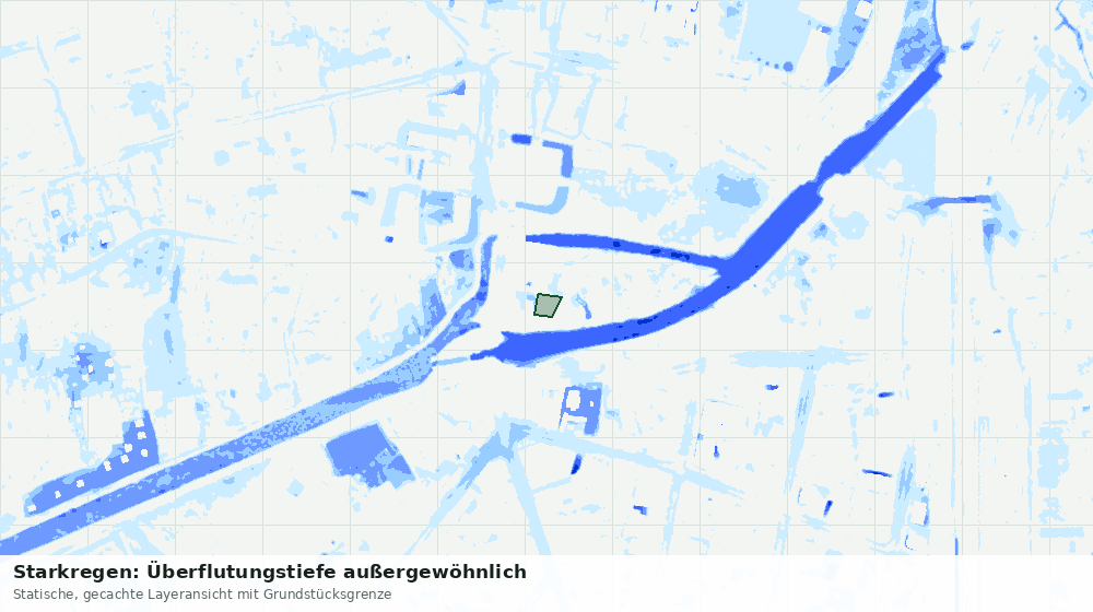 Statische Kartenansicht: Starkregen: Überflutungstiefe außergewöhnlich