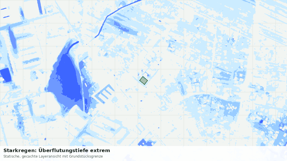 Statische Kartenansicht: Starkregen: Überflutungstiefe extrem