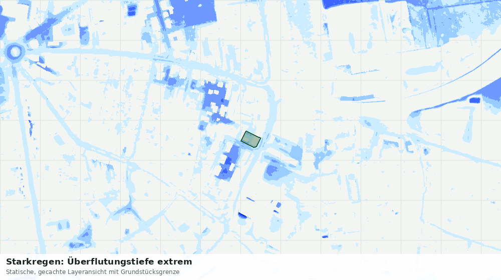 Statische Kartenansicht: Starkregen: Überflutungstiefe extrem
