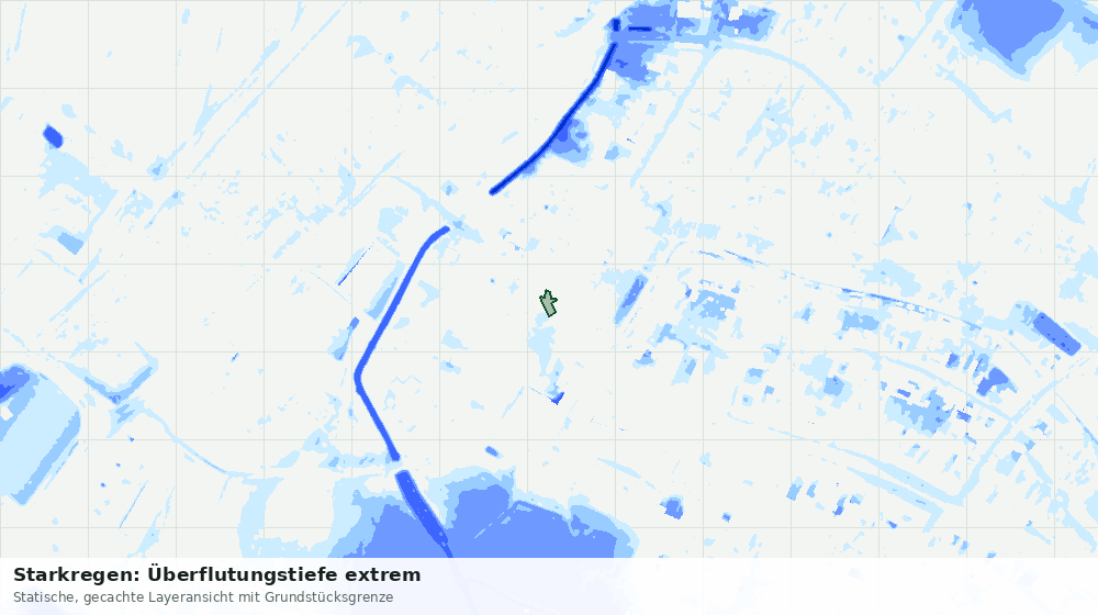 Statische Kartenansicht: Starkregen: Überflutungstiefe extrem