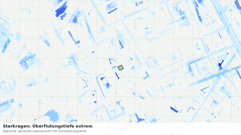 Statische Kartenansicht: Starkregen: Überflutungstiefe extrem