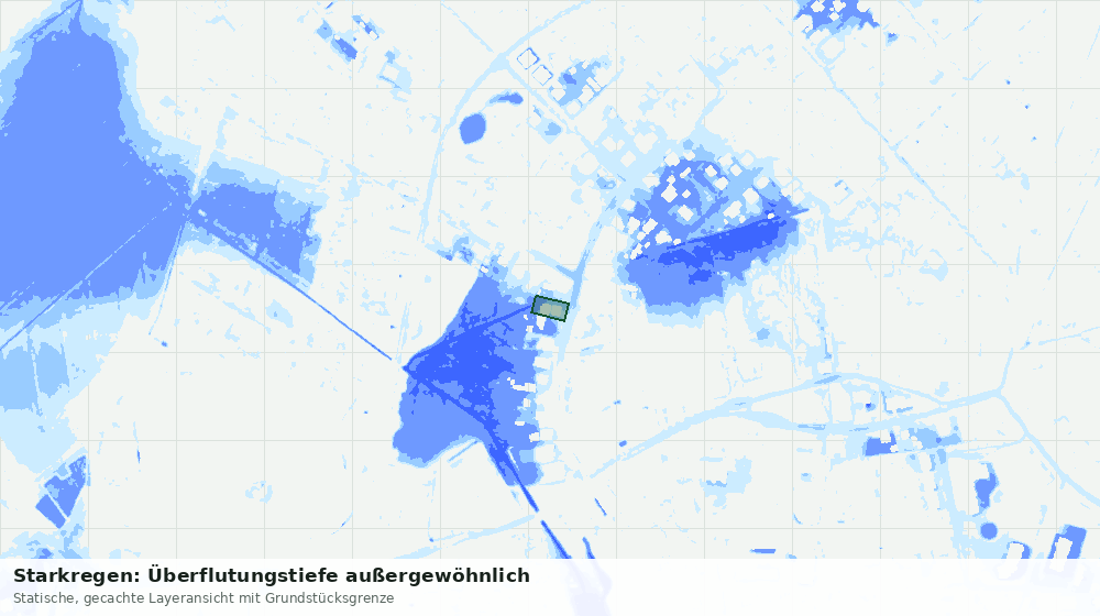 Statische Kartenansicht: Starkregen: Überflutungstiefe außergewöhnlich