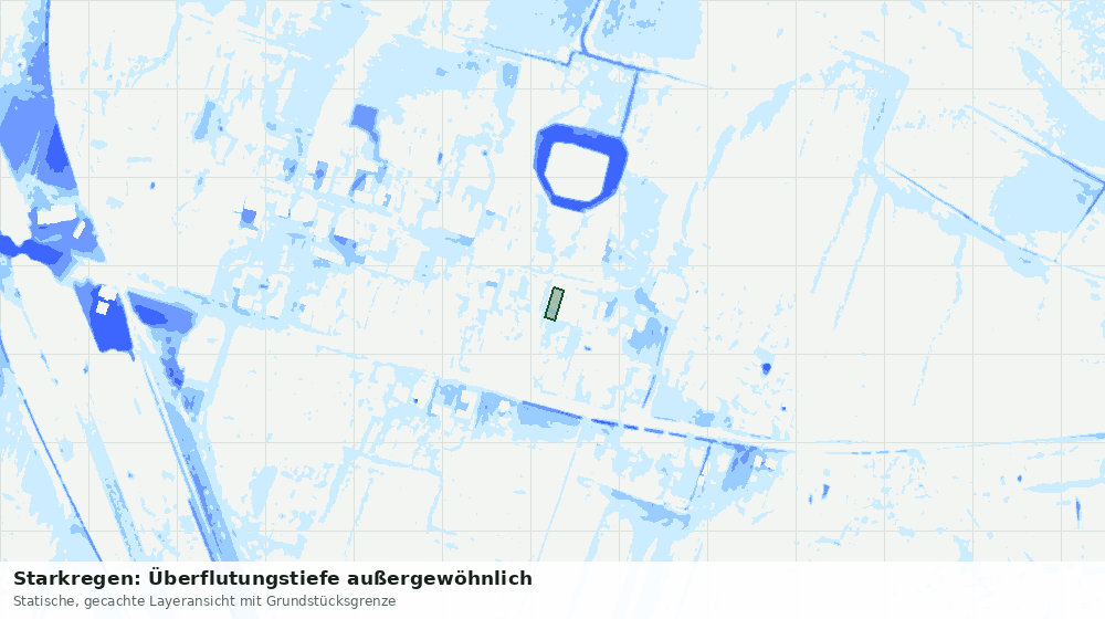 Statische Kartenansicht: Starkregen: Überflutungstiefe außergewöhnlich