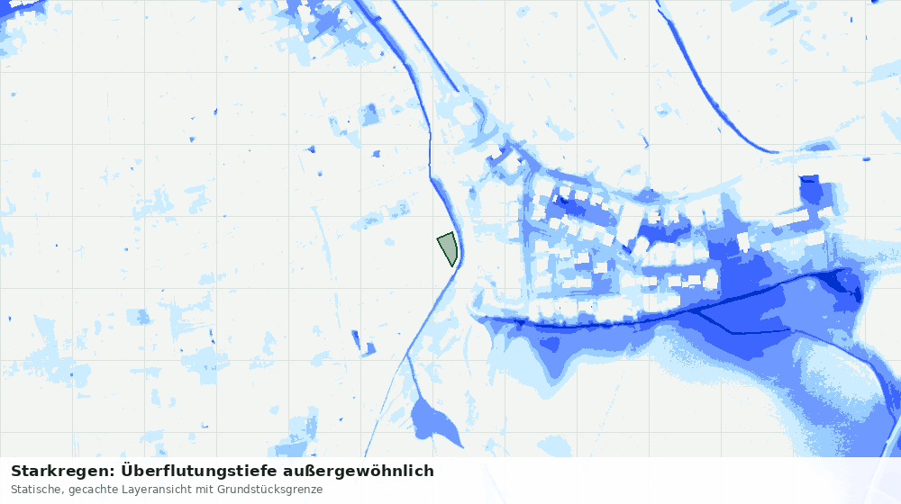 Statische Kartenansicht: Starkregen: Überflutungstiefe außergewöhnlich