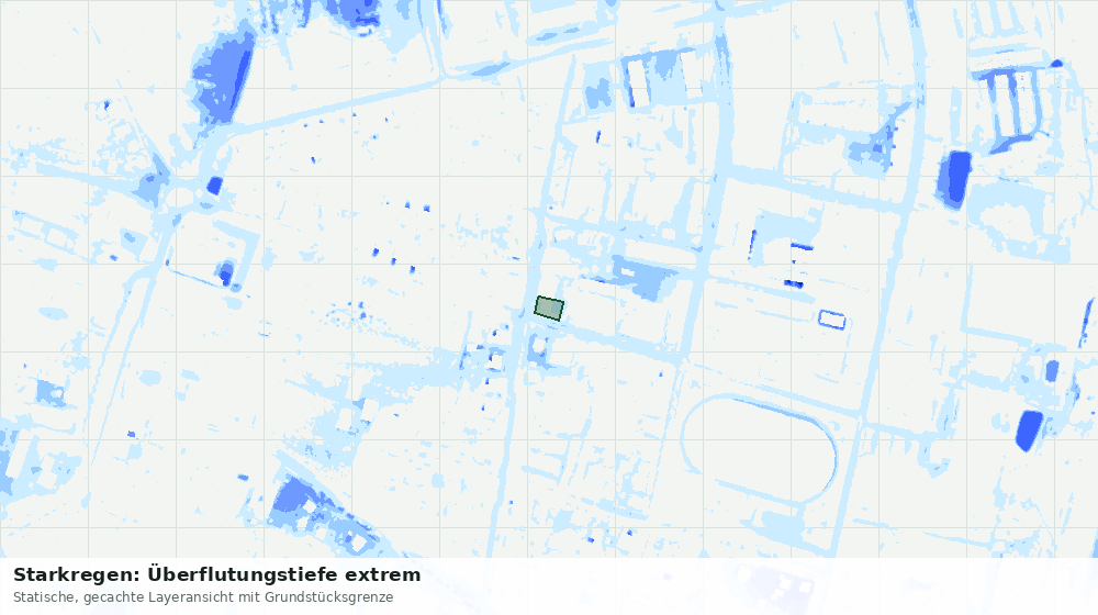 Statische Kartenansicht: Starkregen: Überflutungstiefe extrem