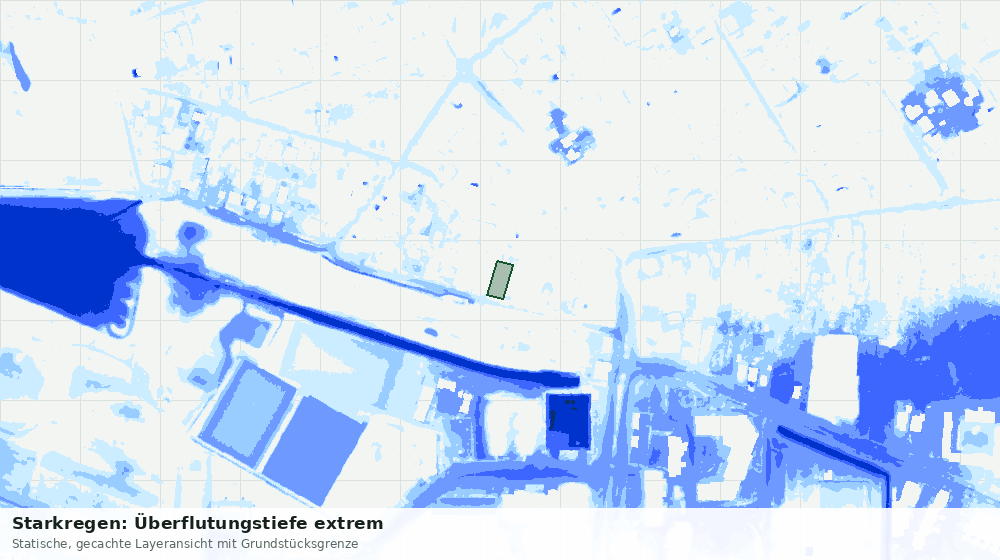 Statische Kartenansicht: Starkregen: Überflutungstiefe extrem