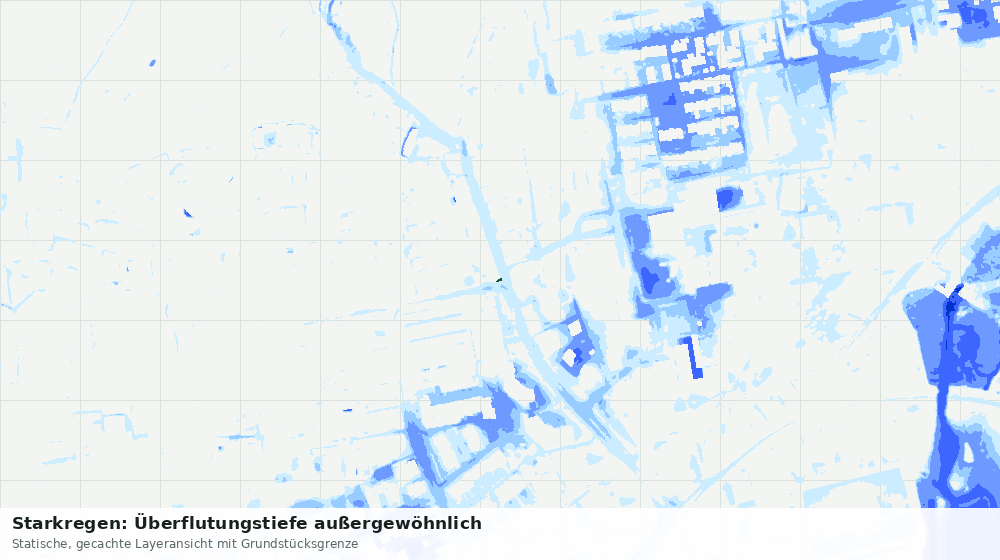 Statische Kartenansicht: Starkregen: Überflutungstiefe außergewöhnlich