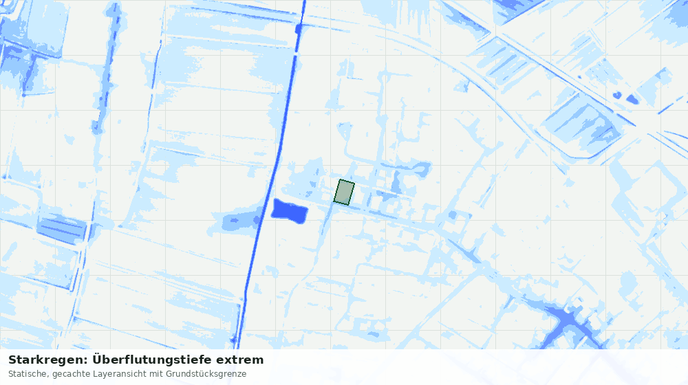 Statische Kartenansicht: Starkregen: Überflutungstiefe extrem