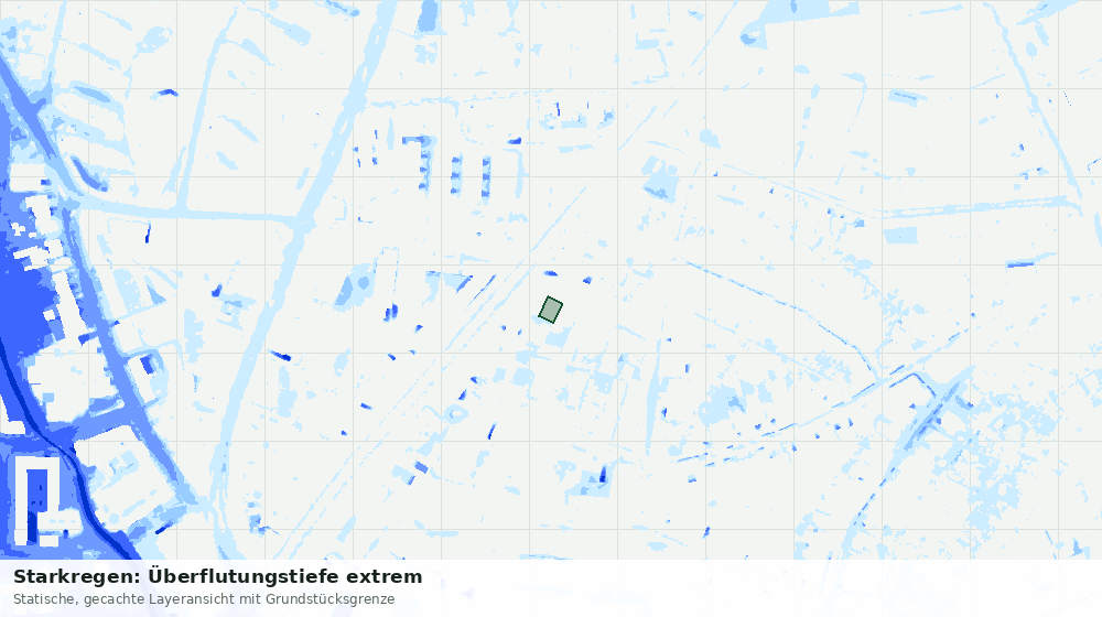 Statische Kartenansicht: Starkregen: Überflutungstiefe extrem