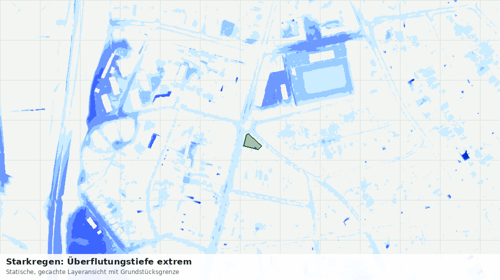 Statische Kartenansicht: Starkregen: Überflutungstiefe extrem