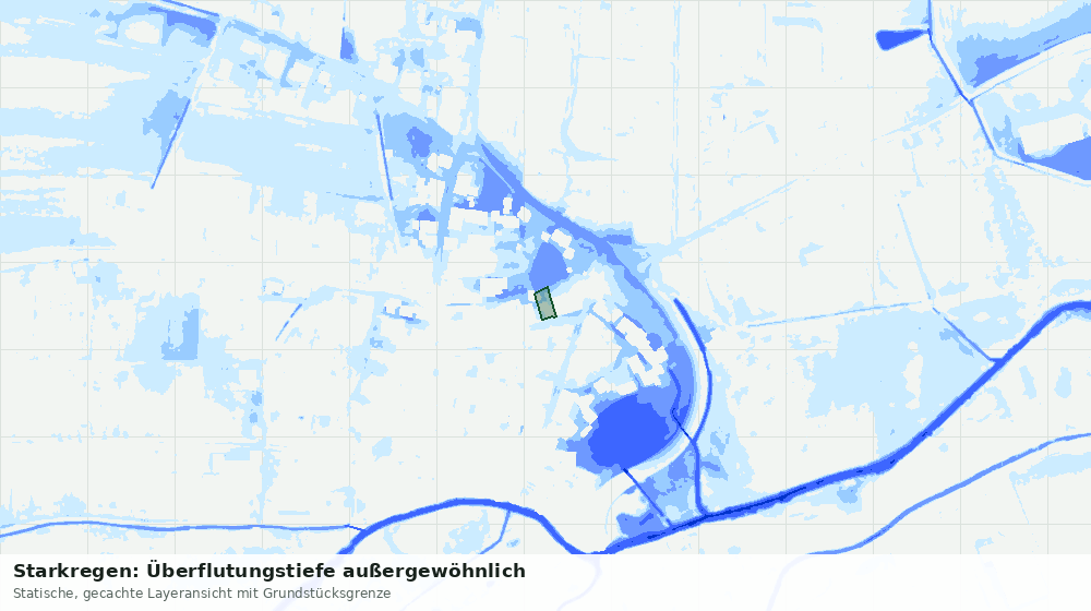 Statische Kartenansicht: Starkregen: Überflutungstiefe außergewöhnlich