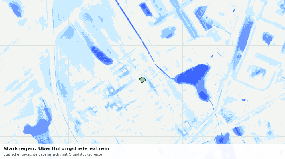 Statische Kartenansicht: Starkregen: Überflutungstiefe extrem