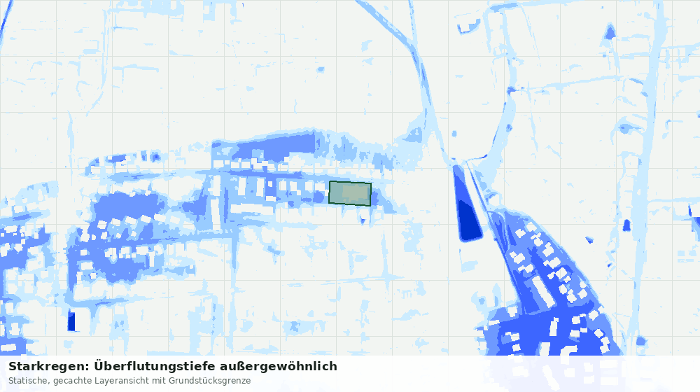 Statische Kartenansicht: Starkregen: Überflutungstiefe außergewöhnlich